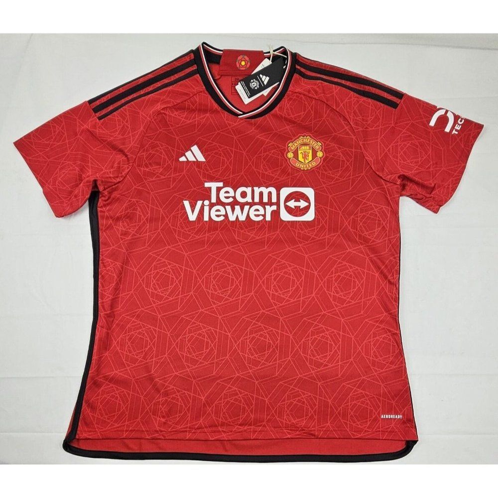 Adidas Manchester United Home Jersey 2XL Team Viewer Sponsor Red Soccer Kit‎